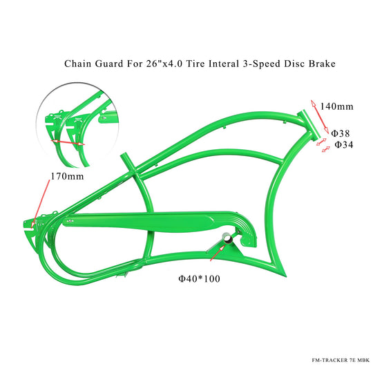 Micargi FM-Harman3D 26" Ebike Stretch Cruiser Steel Bike Frame