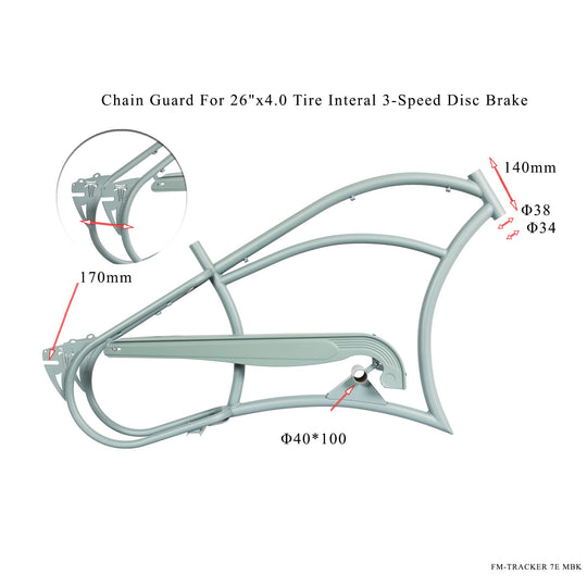 Micargi FM-Harman3D 26" Ebike Stretch Cruiser Steel Bike Frame