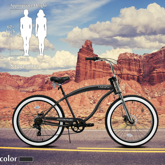 Micargi Largo GT7 26" Beach Cruiser Bike 7-Speed