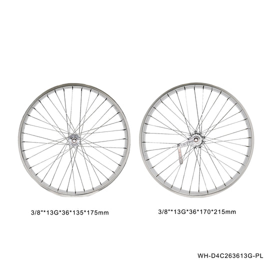 WH-D4C263613-PL Double Polished Fat Rim Wheelset with Coaster Brake
