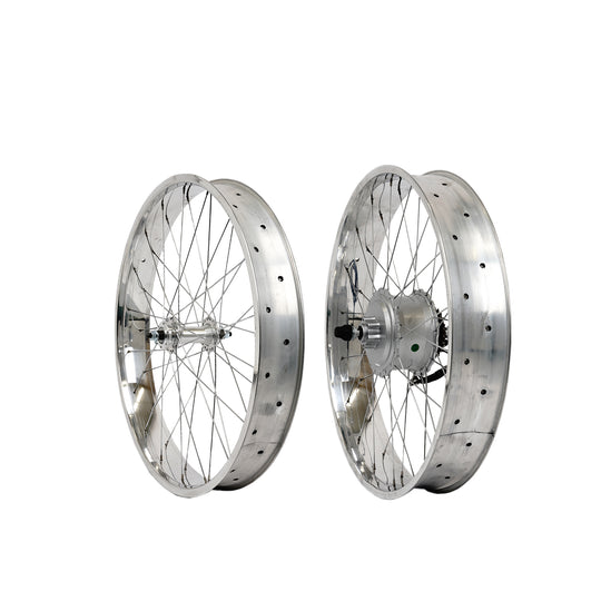 WH-D4E263613-PL 26'' Double Polished Fat Rim Wheelset with 48V 800W Motor, Compatible with Disc Brake