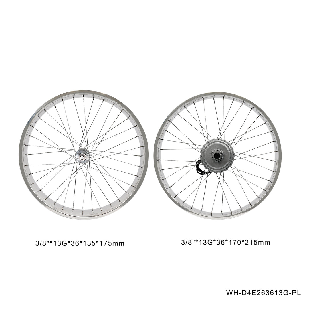 WH-D4E263613-PL 26'' Double Polished Fat Rim Wheelset with 48V 800W Motor, Compatible with Disc Brake