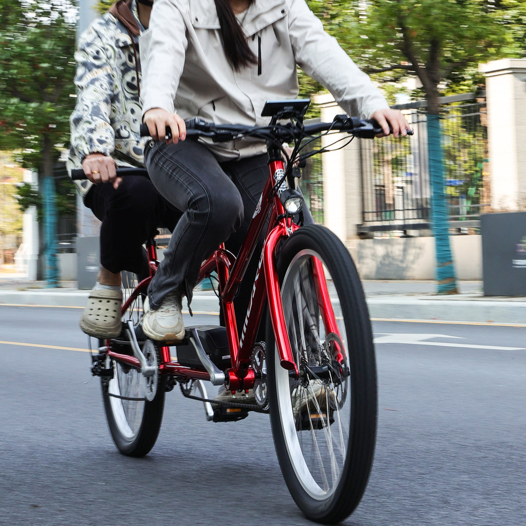 red electric bicycles Micargi Raiatea 500W Tandem Electric Bicycle