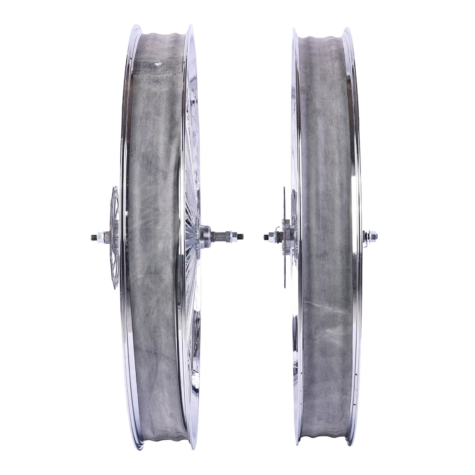 Micargi WH-TH7526140D7-CP Chrome Fat Rims Wheel Set for 26