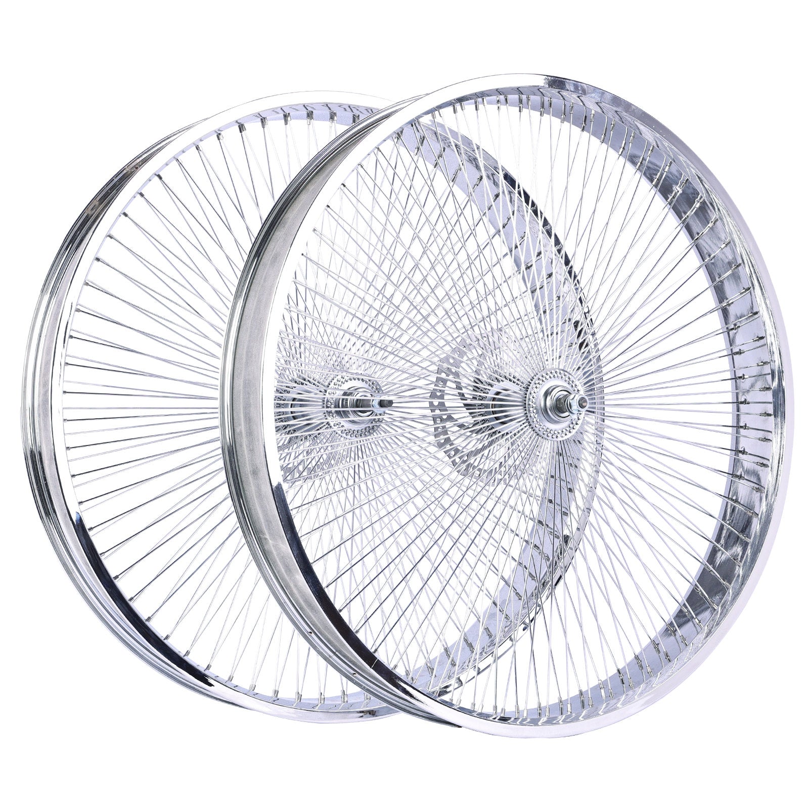 Out Front Rims Micargi WH-TH7526140D7-CP Chrome Fat Rims Wheel Set for 26