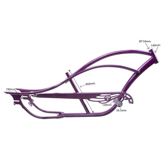 FM-BRONCO Bronco chopper Stretch cruiser bike frame 26" coaster brake or 7 Speed frame