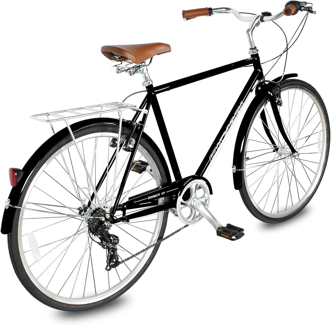 retro urban bikes Micargi Roasca 700C 53cm Hybrid City Bikes 7 Speed/Inter-3 Three Speed Black