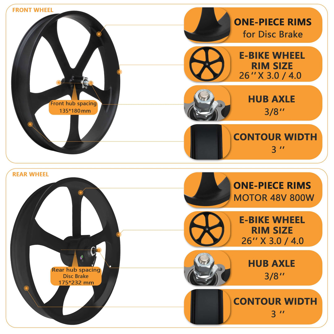 WH-EDS-A4248800 E-Bike Wheel Set with 800W 48V Motor for Disc Brake