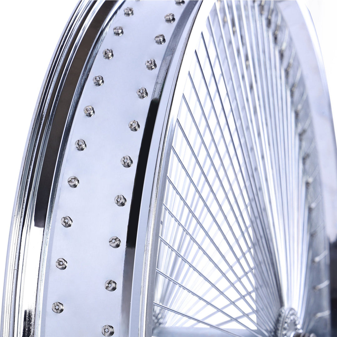 bicycle lowrider rims Micargi WH-TH7526140C-CP Lowrider 26*3 Alloy Chrome Fat Rims Wheel Set