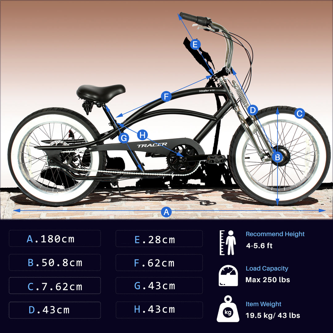 Tracer Master 3i 20'' Internal 3-Speed Chopper Style Cruiser Bike