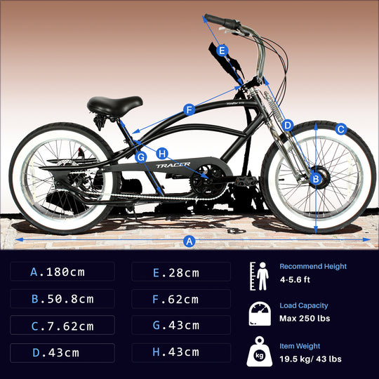 Tracer Master 3i 20'' Internal 3-Speed Chopper Style Cruiser Bike