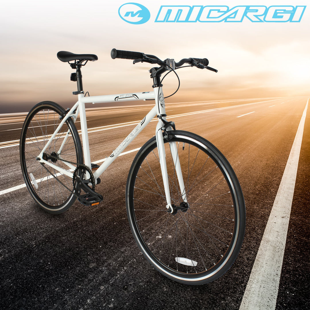 fixed gear road bike Micargi Rd-269-48 Fixie in Chrome Silver