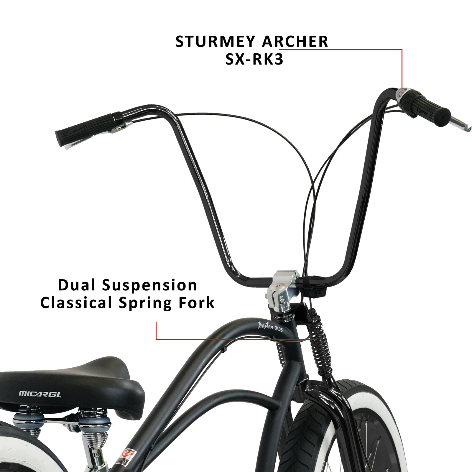 Micargi Boston 3i DS Stretch Cruiser Bike - Micargi Bikes