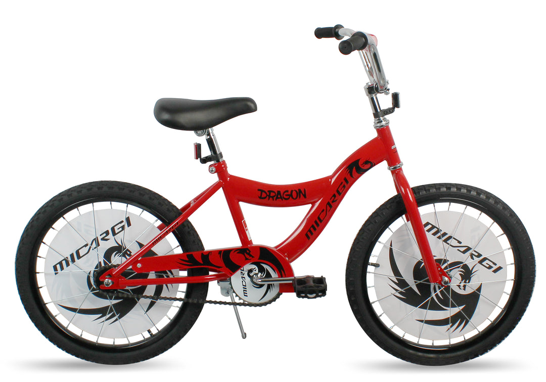 red bmx bicycle Micargi Dragon 20" inch Kids Bike For Girls and Boys