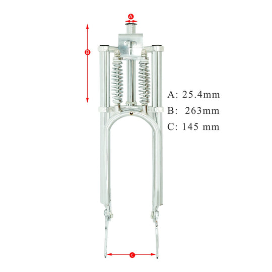 Micargi FK-GT26263145D 26" Classical Triple Tree Dual Springer Fork for Disc Brake 25.4MM(1 inch)