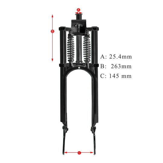 Micargi FK-GT26263145D 26" Classical Triple Tree Dual Springer Fork for Disc Brake 25.4MM(1 inch)