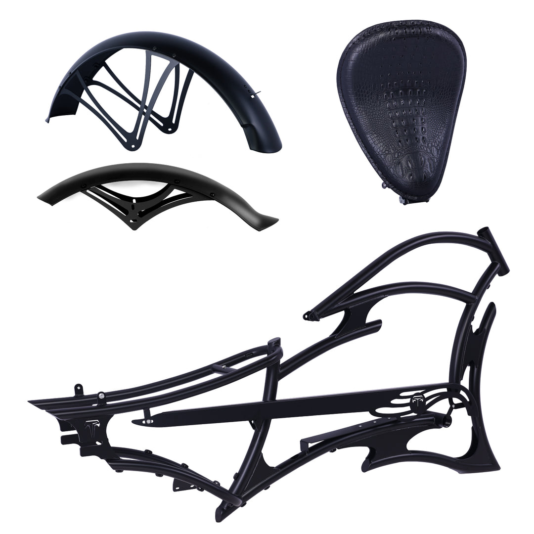 Tracer FM-RAPTOR Ebike Frame 26inch Stretch Chopper for 7 Speed/1 Speed