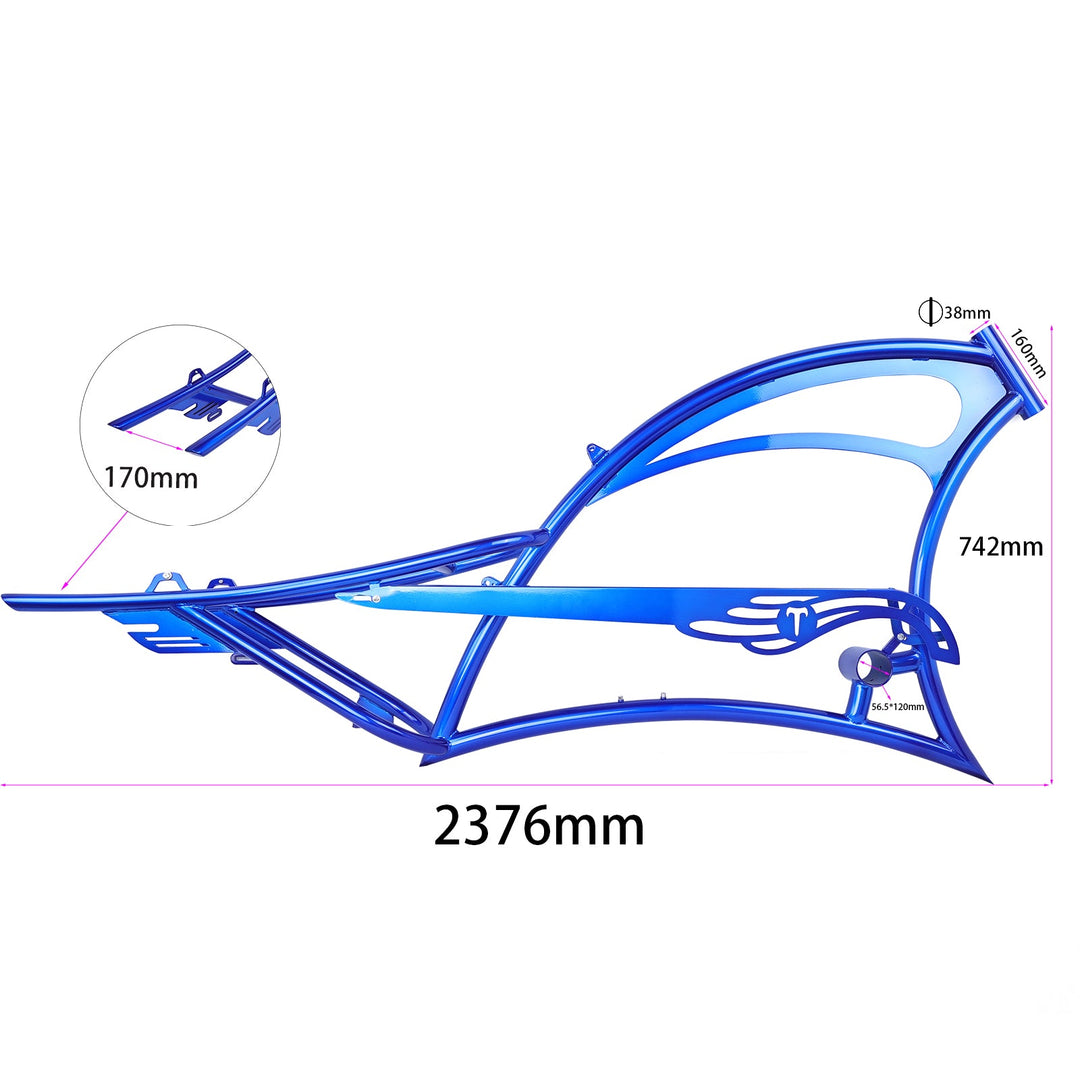 Micargi FM-Scorpion pro dts 26" Single Speed Bicycle Frame with Fenders and Saddle Suspion