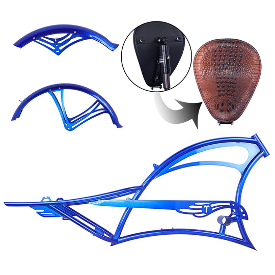 Micargi FM-Scorpion pro dts 26" Single Speed Bicycle Frame with Fenders and Saddle Suspion