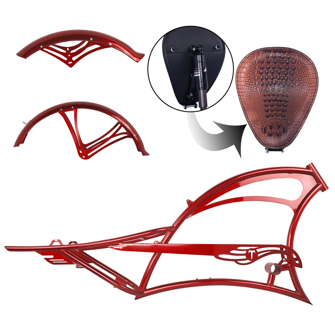 Micargi FM-Scorpion pro dts 26" Single Speed Bicycle Frame with Fenders and Saddle Suspion