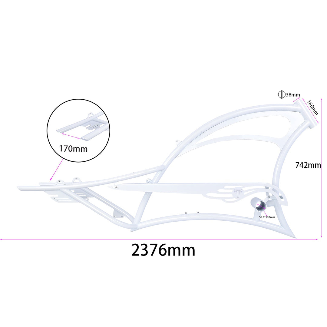 Micargi FM-Scorpion pro dts 26" Single Speed Bicycle Frame with Fenders and Saddle Suspion