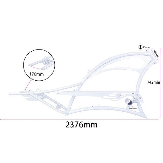Micargi FM-Scorpion pro dts 26" Single Speed Bicycle Frame with Fenders and Saddle Suspion