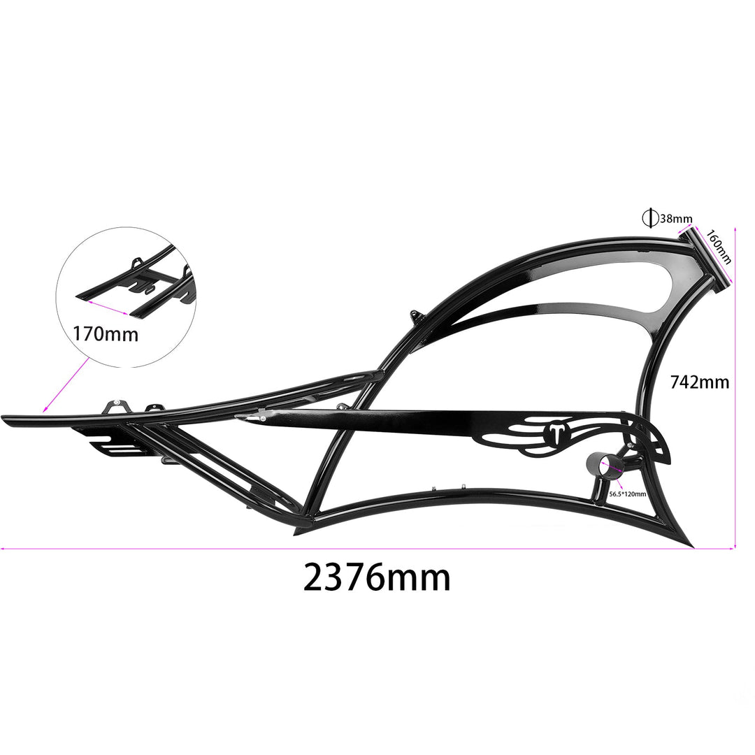 Micargi FM-Scorpion pro dts 26" Single Speed Bicycle Frame with Fenders and Saddle Suspion