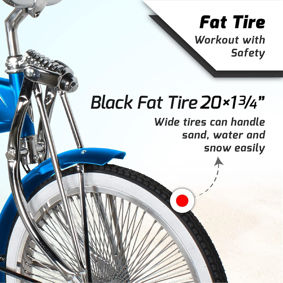 20" Hyena Classic Beach Lowrider Bike w/140H Wheel, Single Speed, w/ Banana Seat