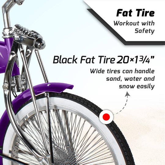 20" Hyena Classic Beach Lowrider Bike w/140H Wheel, Single Speed, w/ Banana Seat