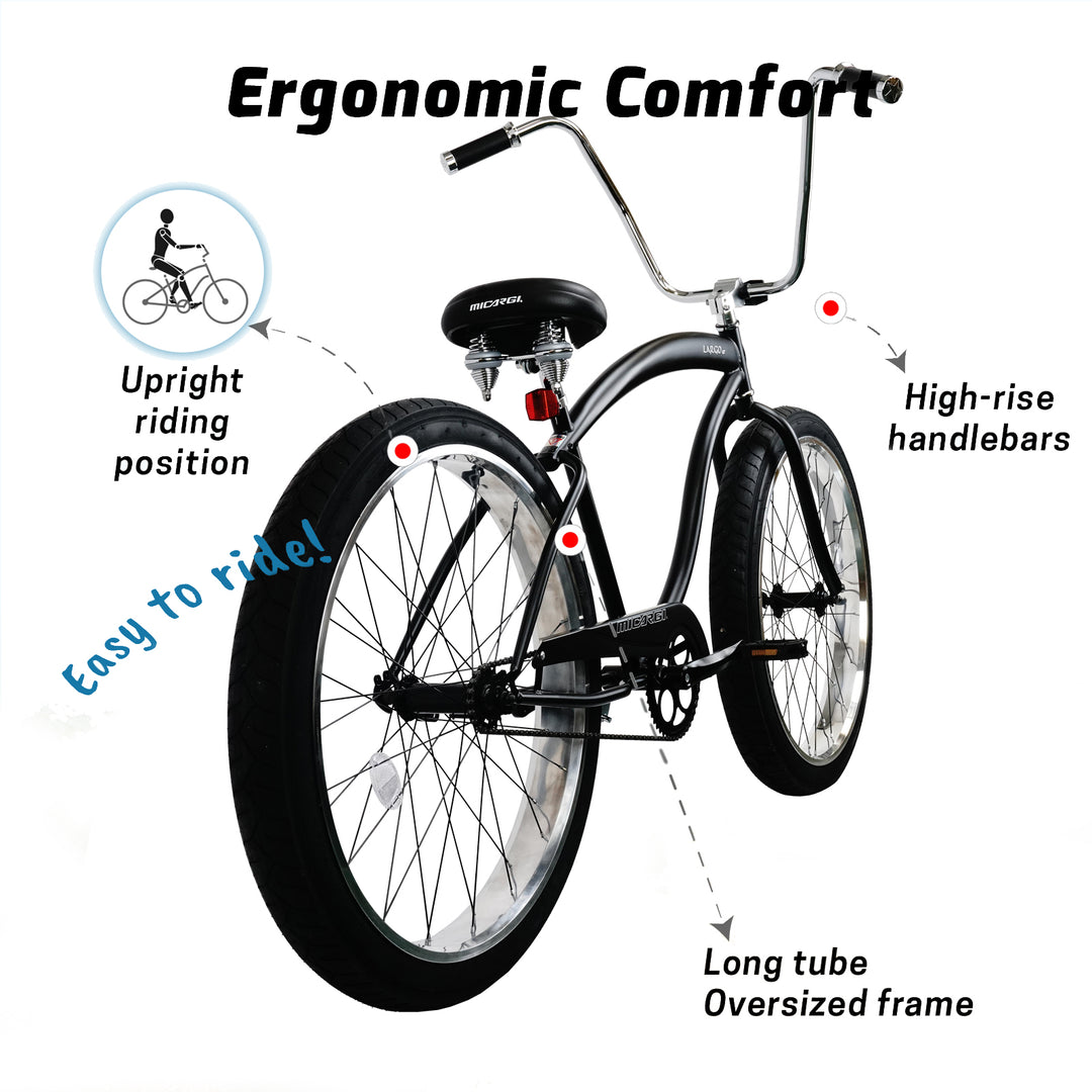 Micargi Largo 29" Single Speed Fat tire Coaster brake Cruiser