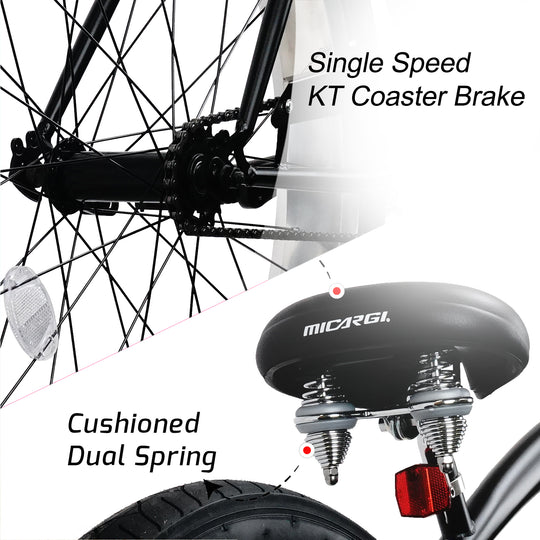 Micargi Largo 29" Single Speed Fat tire Coaster brake Cruiser
