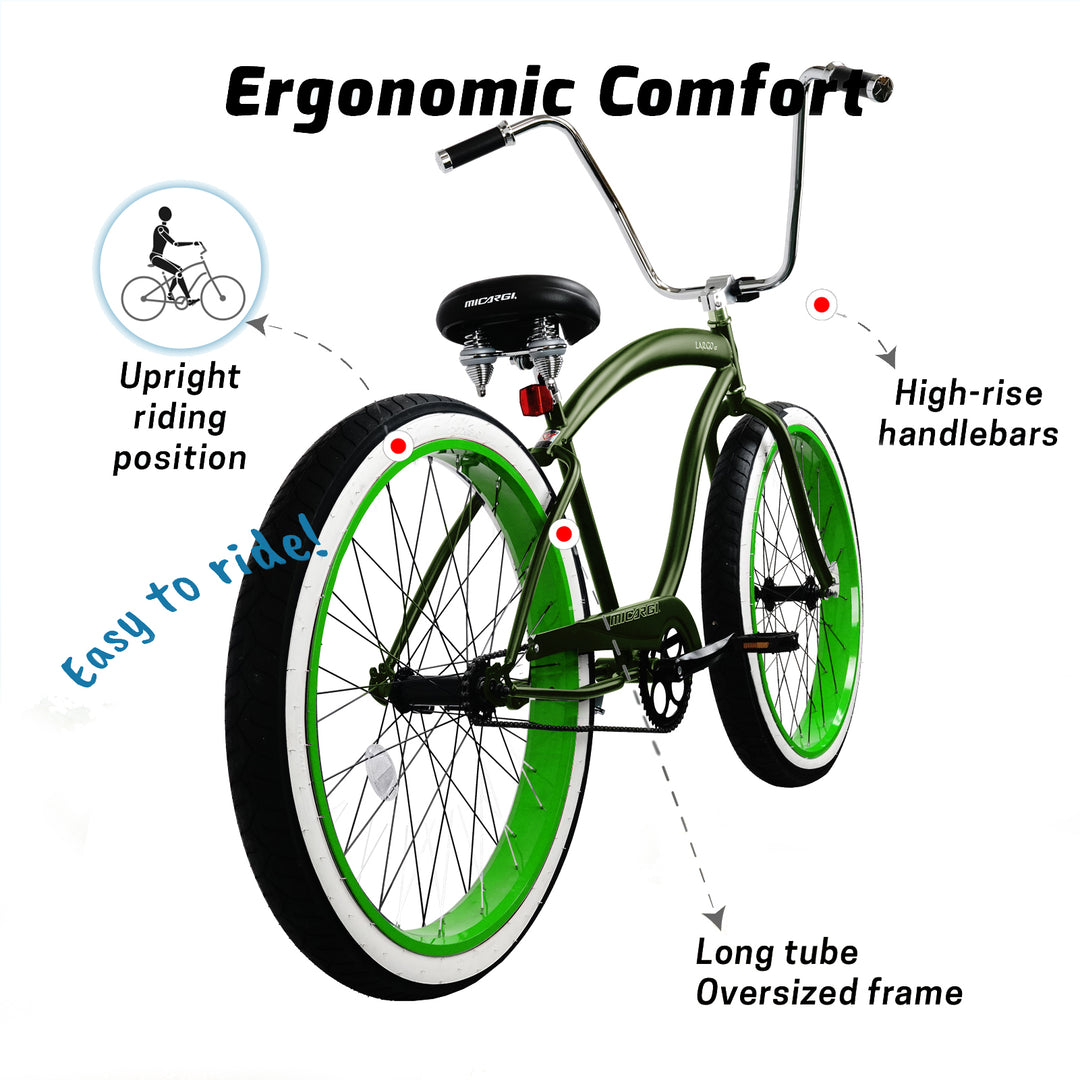 Micargi Largo 29" Single Speed Fat tire Coaster brake Cruiser