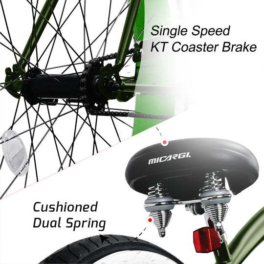 Micargi Largo 29" Single Speed Fat tire Coaster brake Cruiser