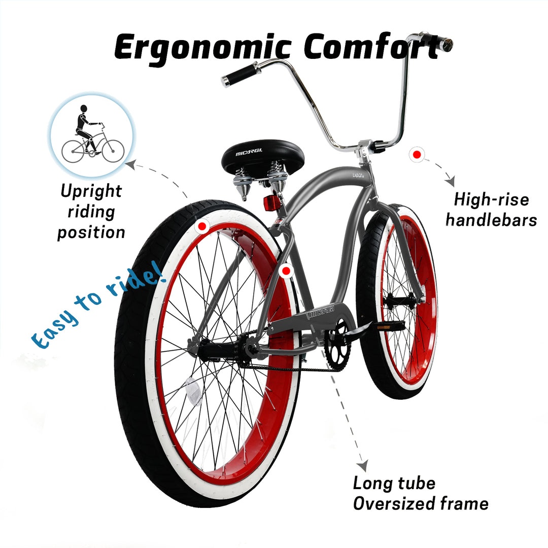Micargi Largo 29" Single Speed Fat tire Coaster brake Cruiser