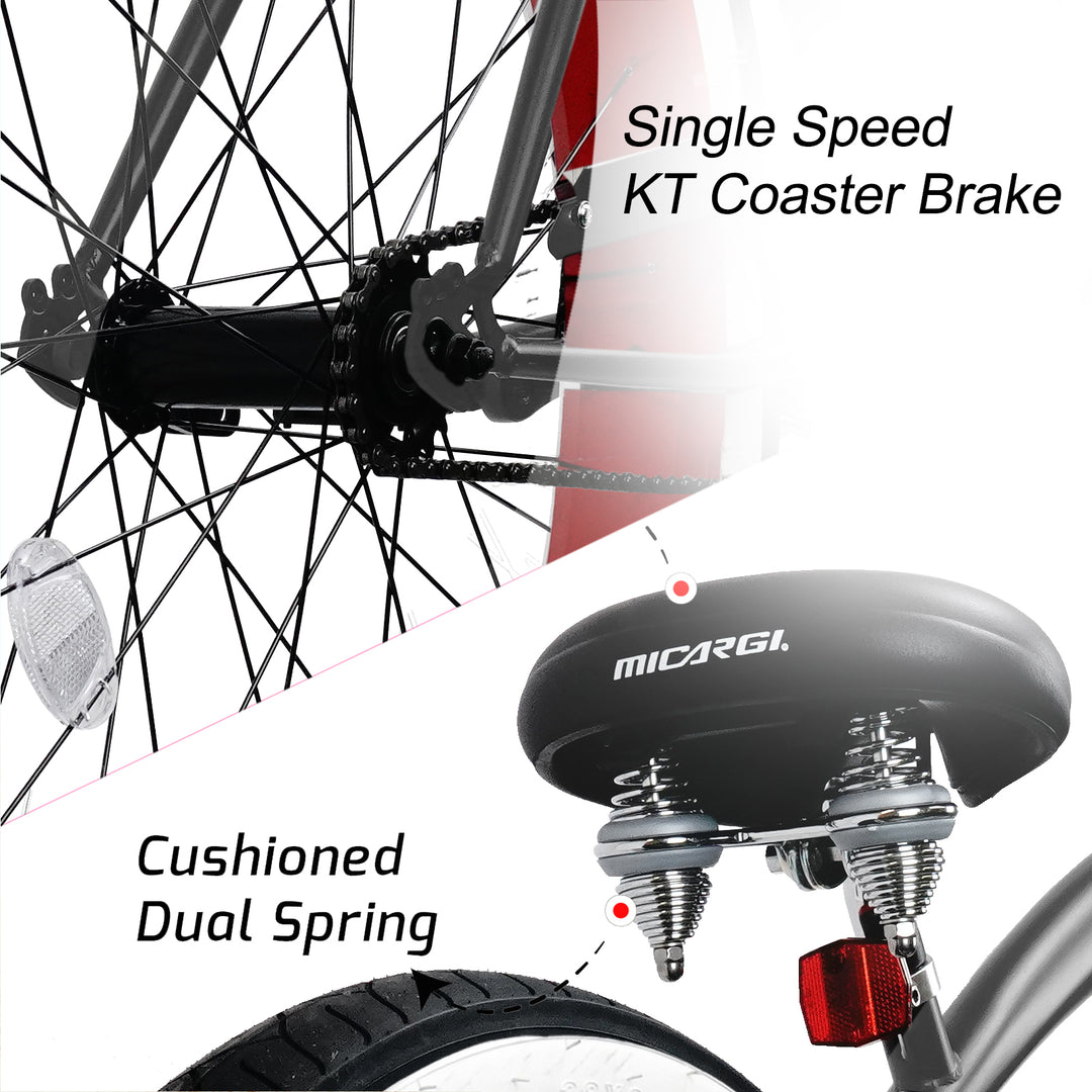 Micargi Largo 29" Single Speed Fat tire Coaster brake Cruiser