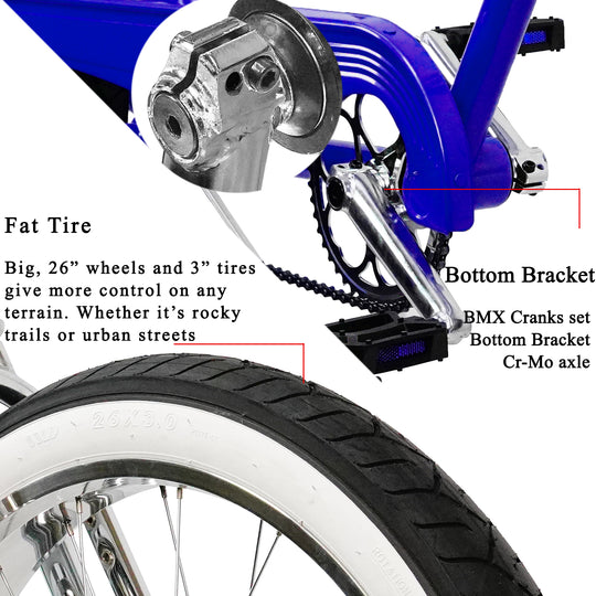 Tracer Master DS 26" Dual Springer Chopper Stretch Beach Cruiser Bike