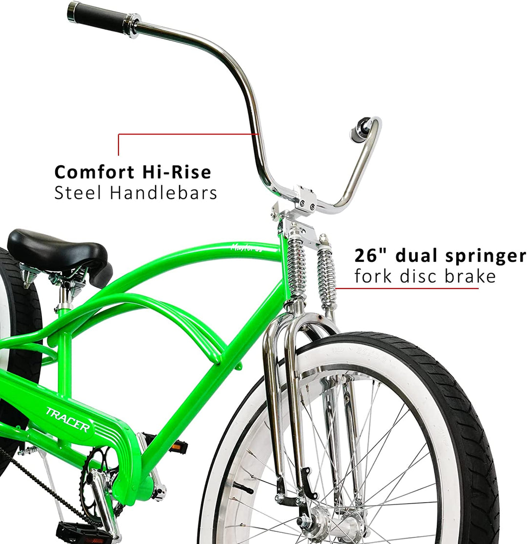 Tracer Master DS 26" Dual Springer Chopper Stretch Beach Cruiser Bike