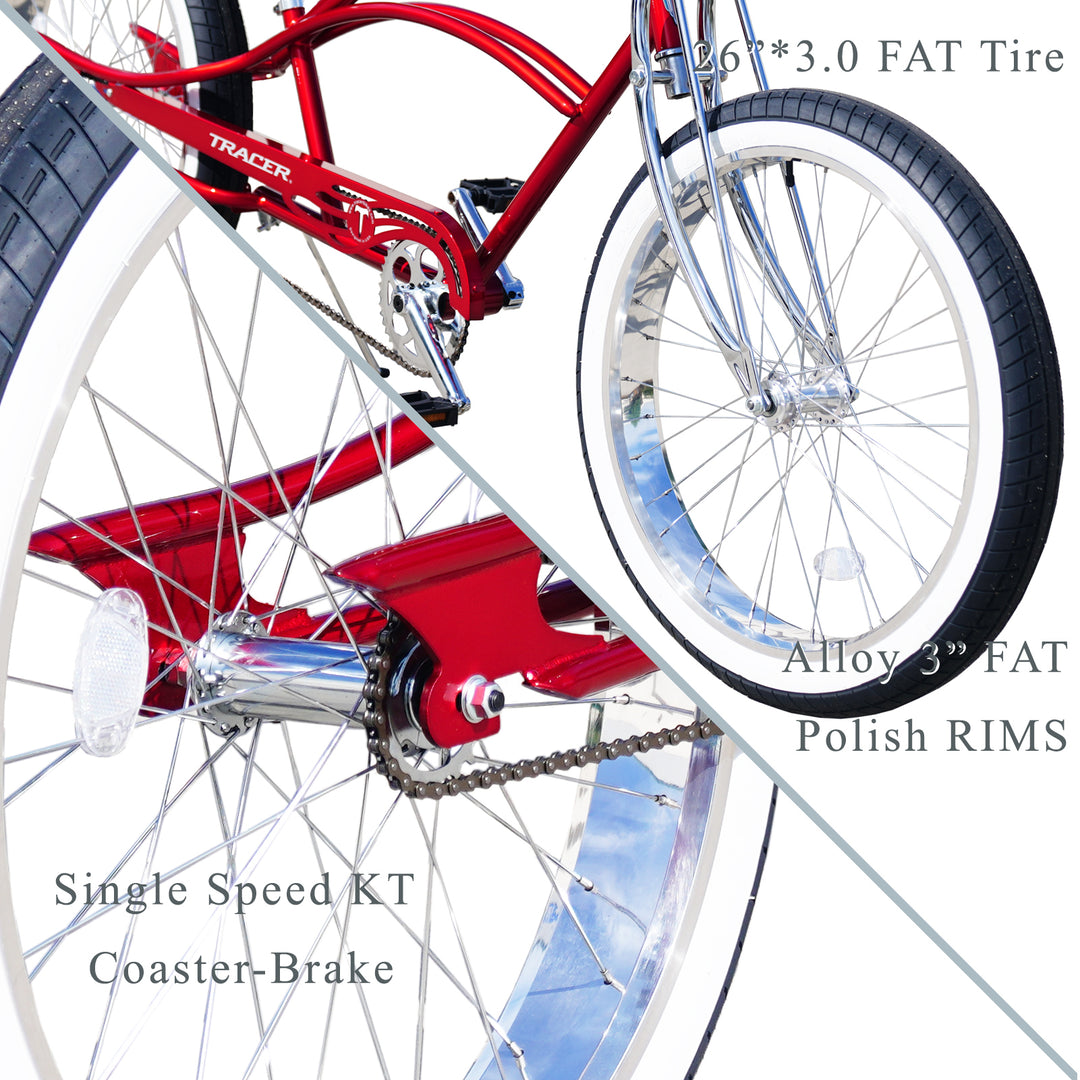 Tracer Master DS 26" Dual Springer Chopper Stretch Beach Cruiser Bike