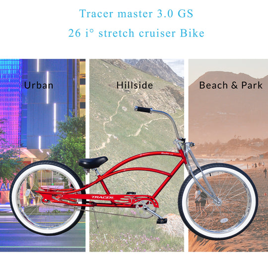 Tracer Master DS 26" Dual Springer Chopper Stretch Beach Cruiser Bike