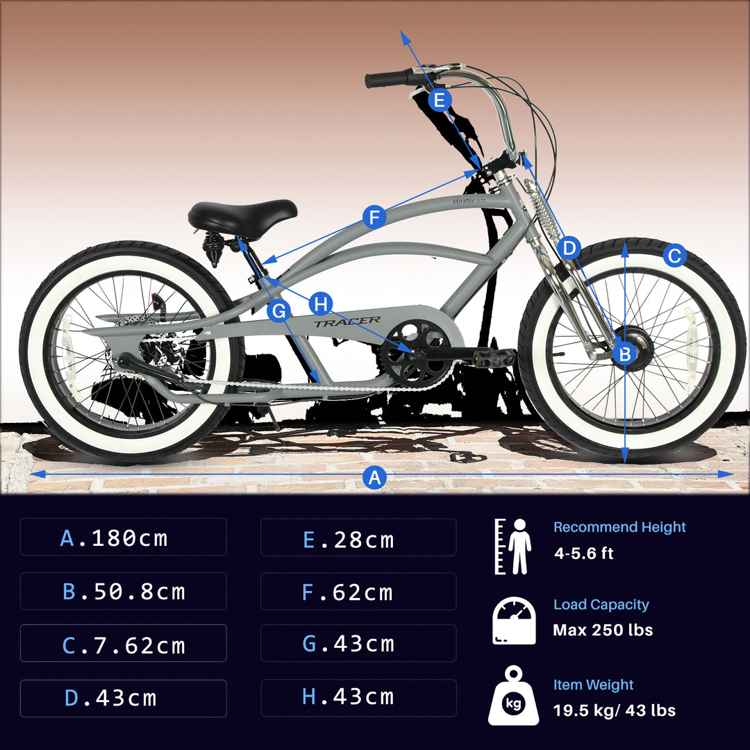 Tracer Master 3i 20'' Internal 3-Speed Chopper Style Cruiser Bike