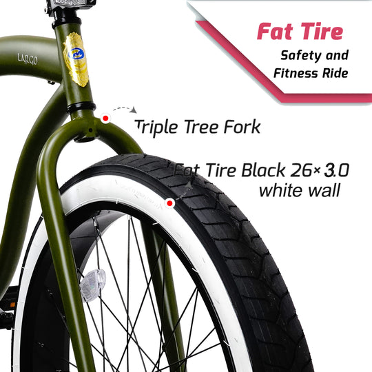 Micargi LARGO 26" Single Speed Fat Tire Coster Brake Cruiser