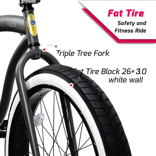 Micargi LARGO 26" Single Speed Fat Tire Coster Brake Cruiser