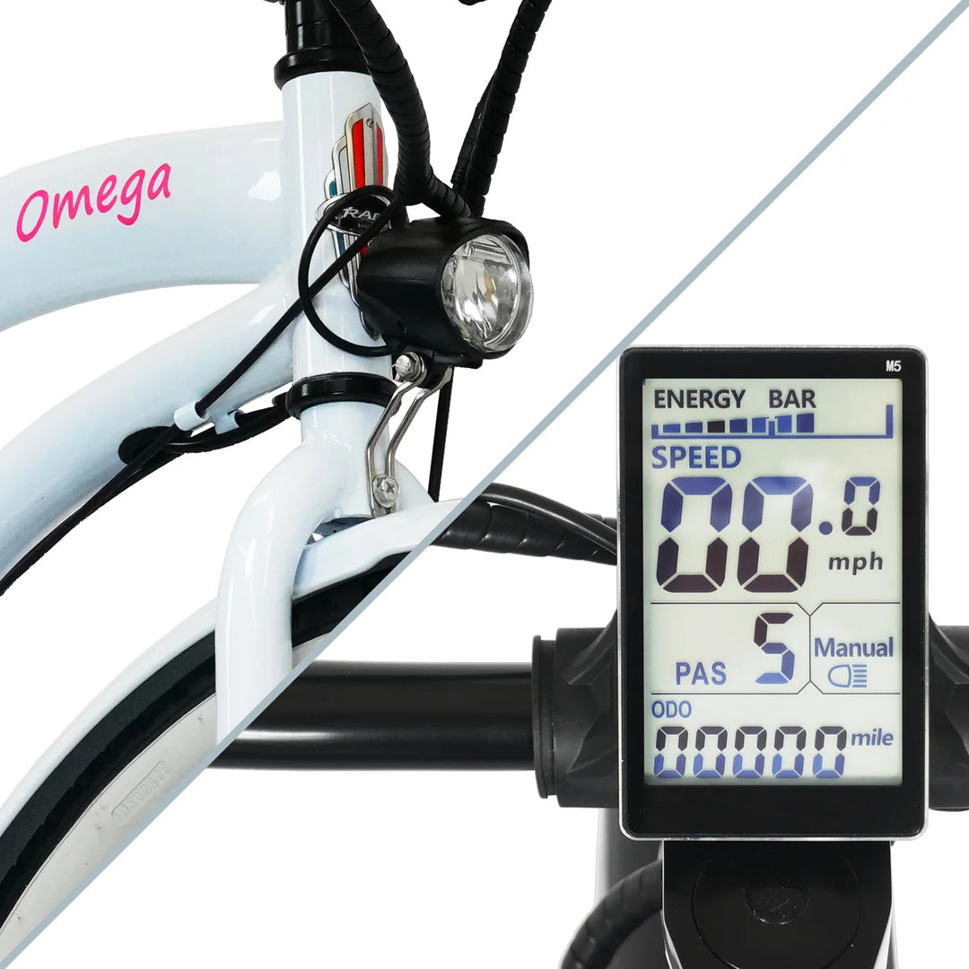 Tracer OMEGA 500W 26" 7 Speed Electric Beach Cruiser Bike