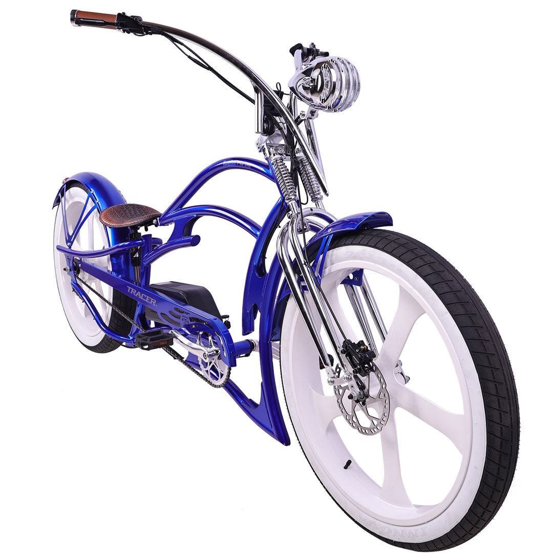 custom electric cruiser bicycle 26" Raptor Pro DS Electric 5-speed, 800W Chopper Fat Tires Bike – Micargi