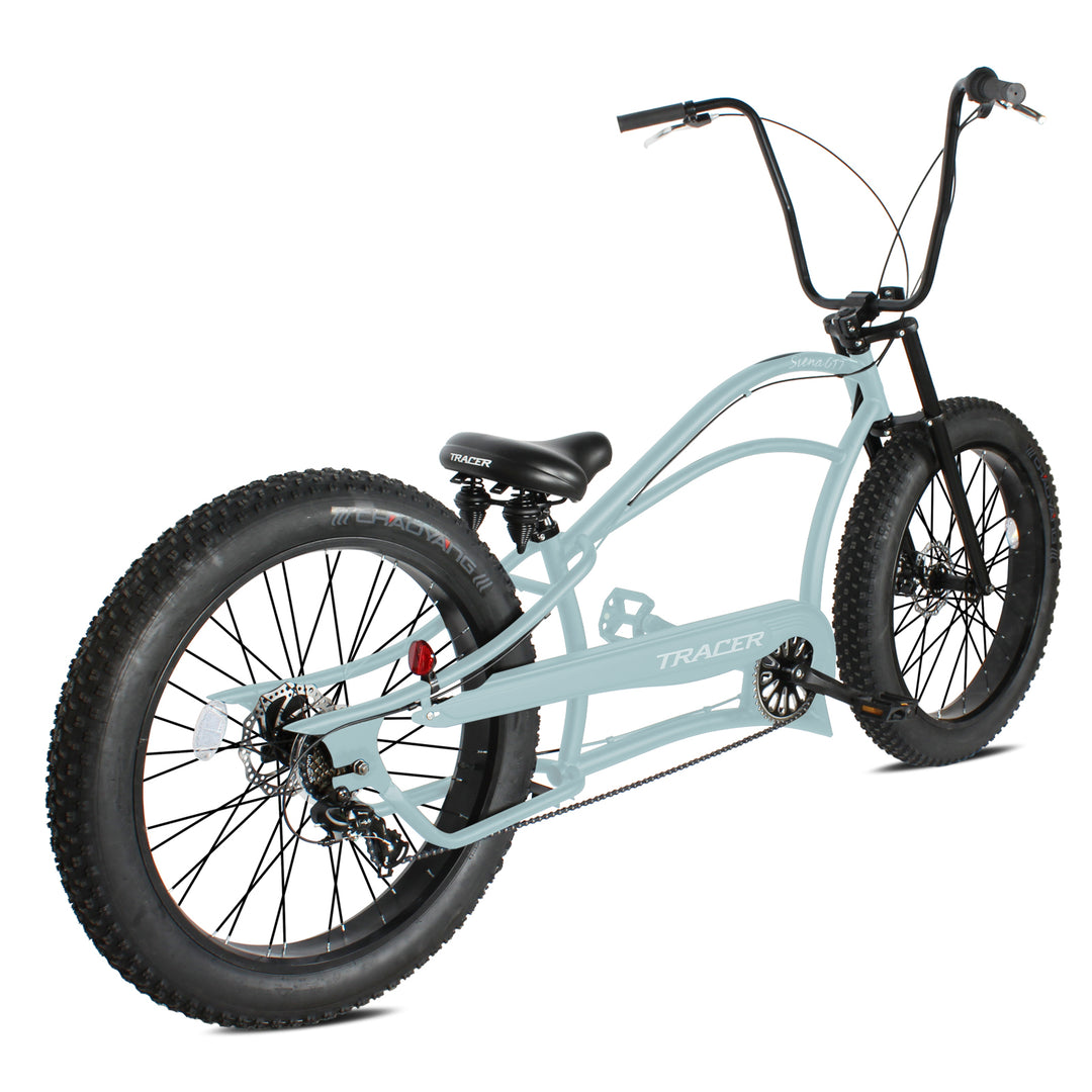 Tracer Siena GT 26'' Chopper Stretch Cruiser Fat Tire Bikes Oversized Frame, Hi-rise Handlebar, Available in 1 Speed/7 Speed