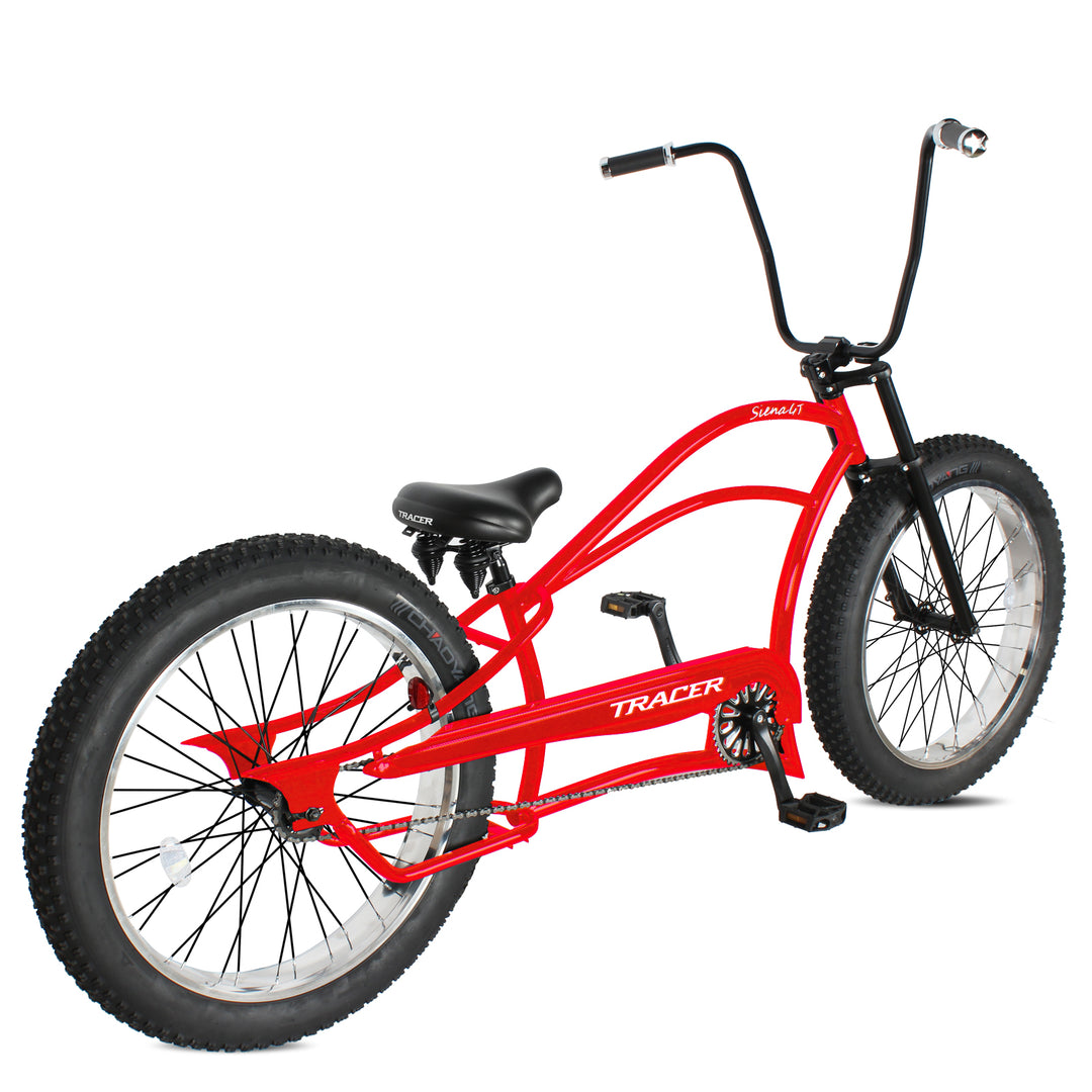 Tracer Siena GT 26'' Chopper Stretch Cruiser Fat Tire Bikes Oversized Frame, Hi-rise Handlebar, Available in 1 Speed/7 Speed