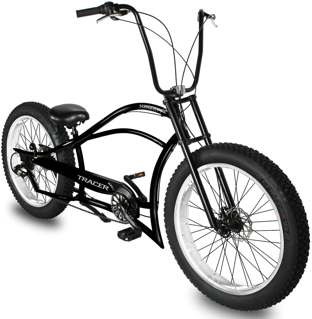 Tracer Siena GT 26'' Chopper Stretch Cruiser Fat Tire Bikes Oversized Frame, Hi-rise Handlebar, Available in 1 Speed/7 Speed