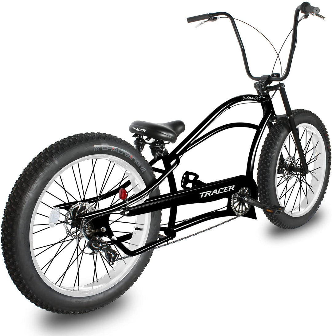 Tracer Siena GT 26'' Chopper Stretch Cruiser Fat Tire Bikes Oversized Frame, Hi-rise Handlebar, Available in 1 Speed/7 Speed