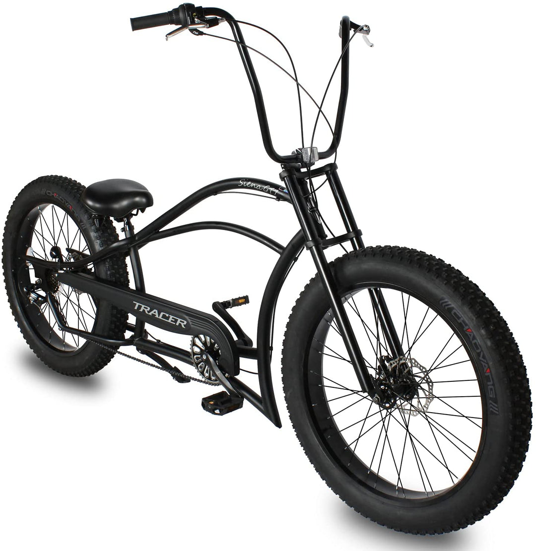 Tracer Siena GT 26'' Chopper Stretch Cruiser Fat Tire Bikes Oversized Frame, Hi-rise Handlebar, Available in 1 Speed/7 Speed