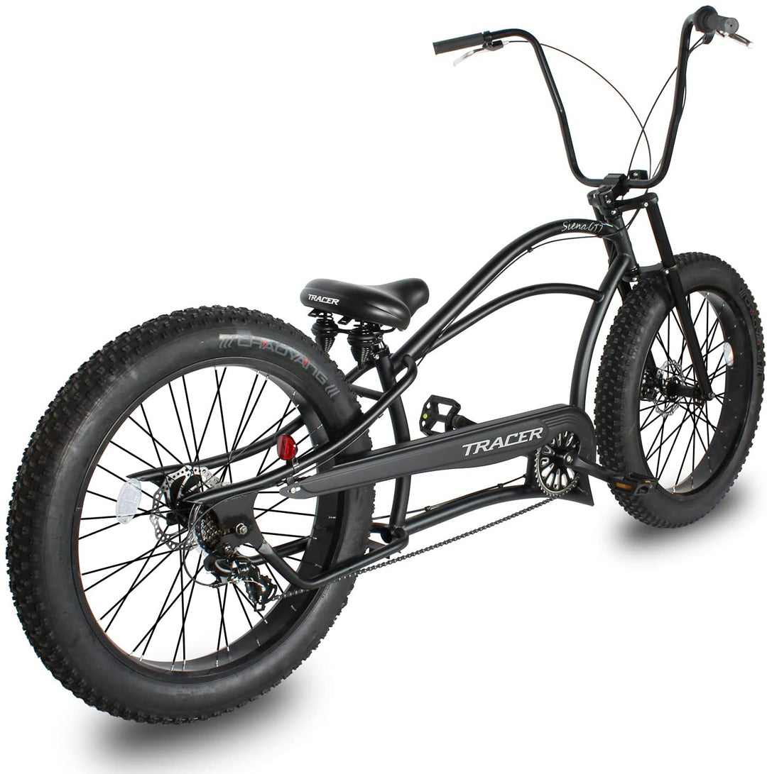 Tracer Siena GT 26'' Chopper Stretch Cruiser Fat Tire Bikes Oversized Frame, Hi-rise Handlebar, Available in 1 Speed/7 Speed